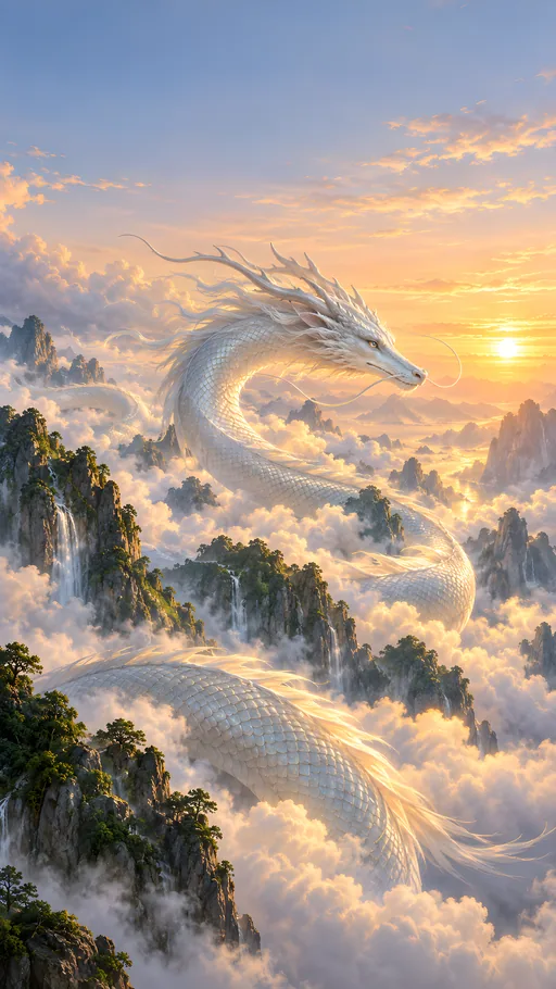 Sky Serpent at Sunrise — Fantasy wallpaper