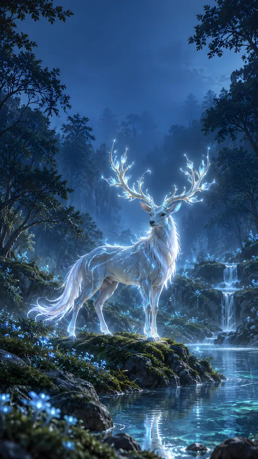 Glowing Stag Spirit — Fantasy wallpaper