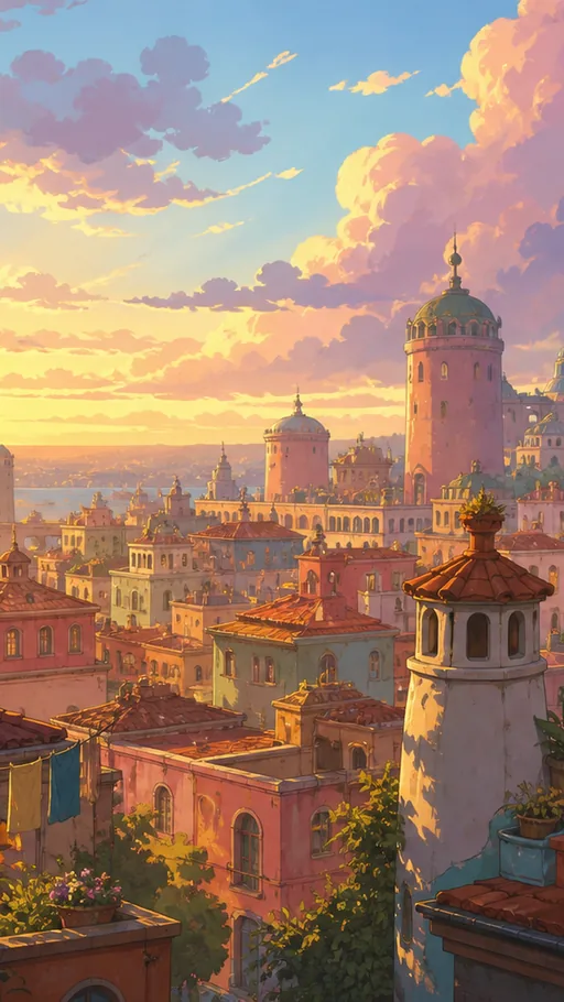 Stylized Rooftop City — Cities & Architecture wallpaper