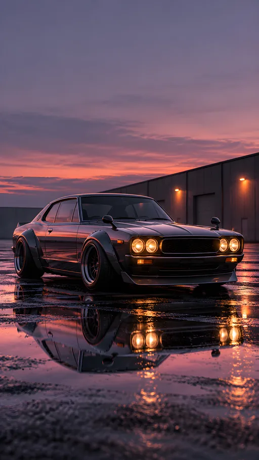 Wide-Fender Coupe in a Puddle — Cars & Vehicles phone wallpaper