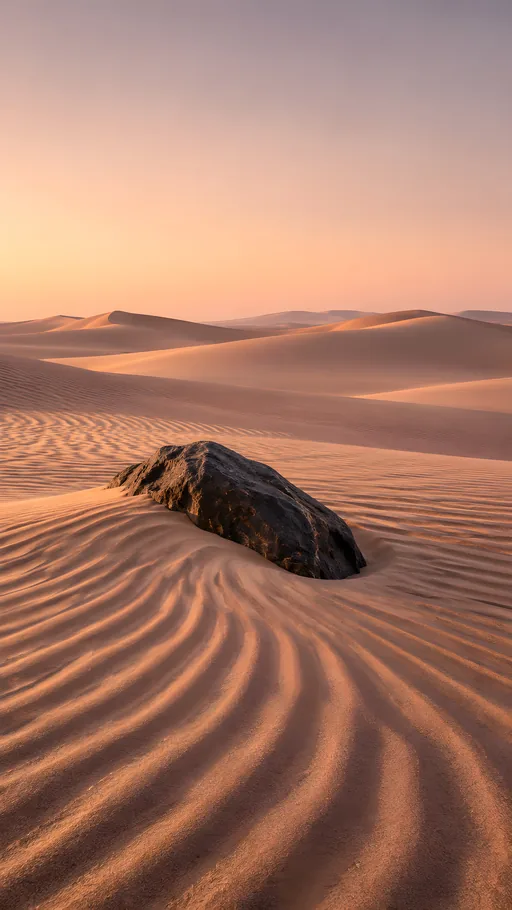 Dark Rock in the Sand Ripples — Nature & Landscapes wallpaper
