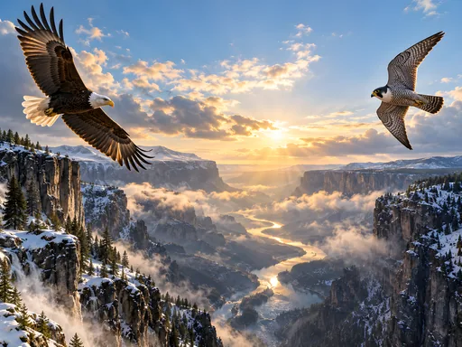 Raptors Circling a Canyon — Animals & Wildlife wallpaper