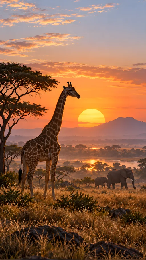 Giraffe Against the Sunrise — Animals & Wildlife wallpaper