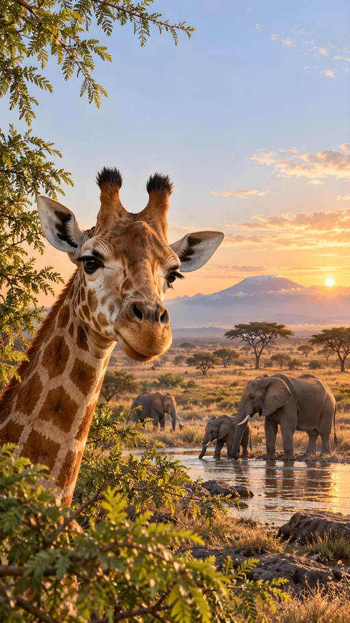 Giraffe Among Acacia Leaves — Animals & Wildlife wallpaper
