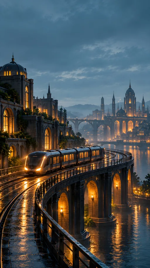 Train on the Elevated Curve — Cities & Architecture wallpaper