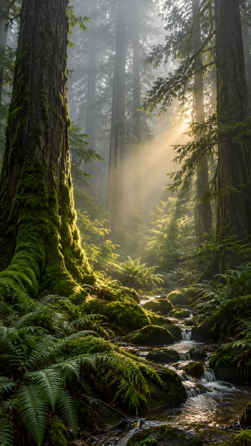 Ancient Moss Forest Sunbeam — Nature & Landscapes wallpaper