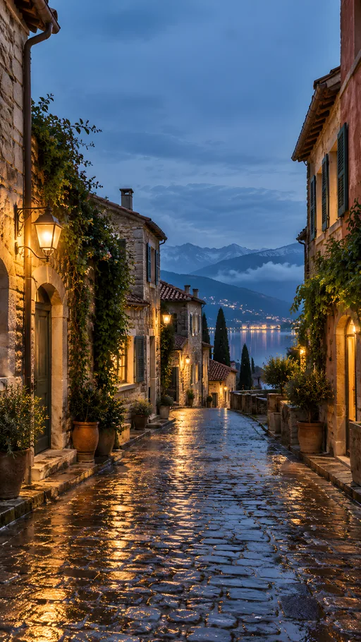Cobblestone Lane at Blue Hour — Cities & Architecture wallpaper