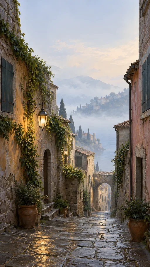 Misty Medieval Alley — Cities & Architecture wallpaper