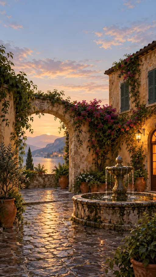 Ochre Courtyard Fountain — Cities & Architecture wallpaper