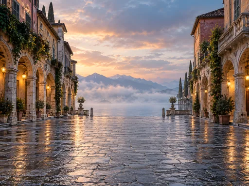 Arcaded Plaza in the Mist — Cities & Architecture wallpaper