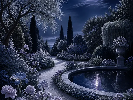 Moonlit Silver Garden — Fantasy Galaxy Fold wallpaper