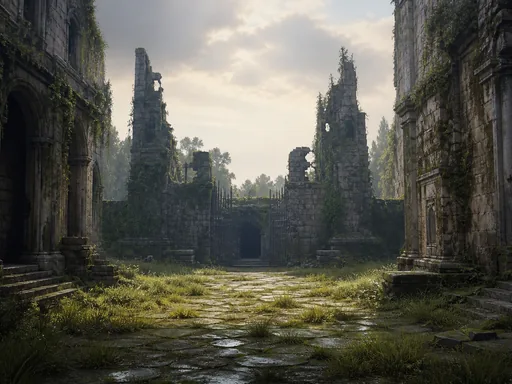 Wide Abandoned Courtyard — Fantasy Galaxy Fold wallpaper
