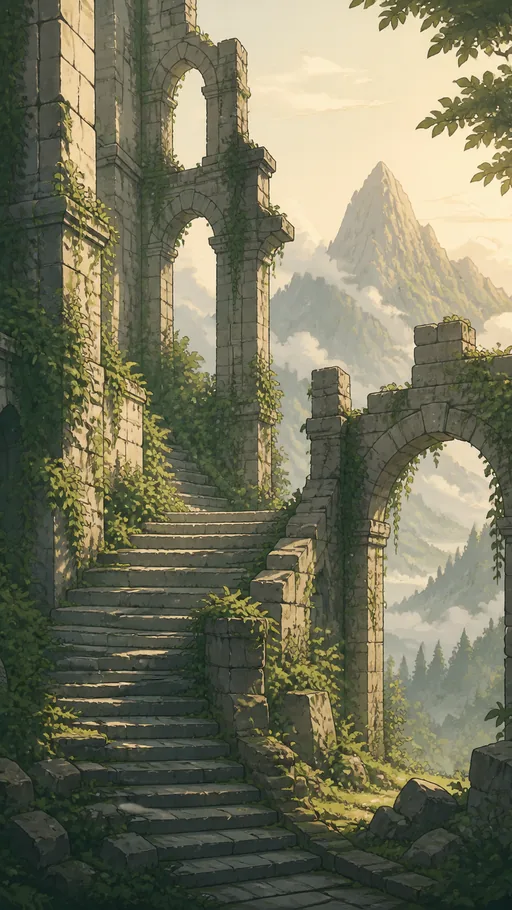 Tall 2D Animated Ruin Environment — Fantasy wallpaper