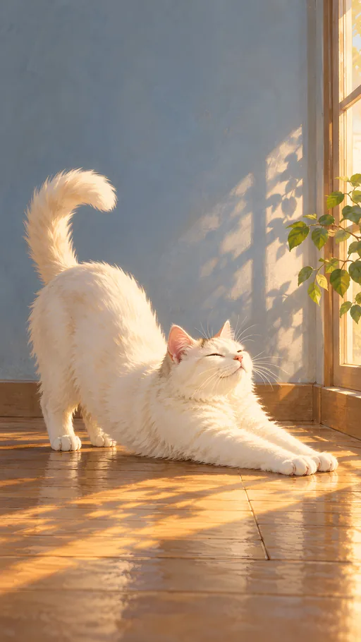 White Cat in Afternoon Light — Pets wallpaper