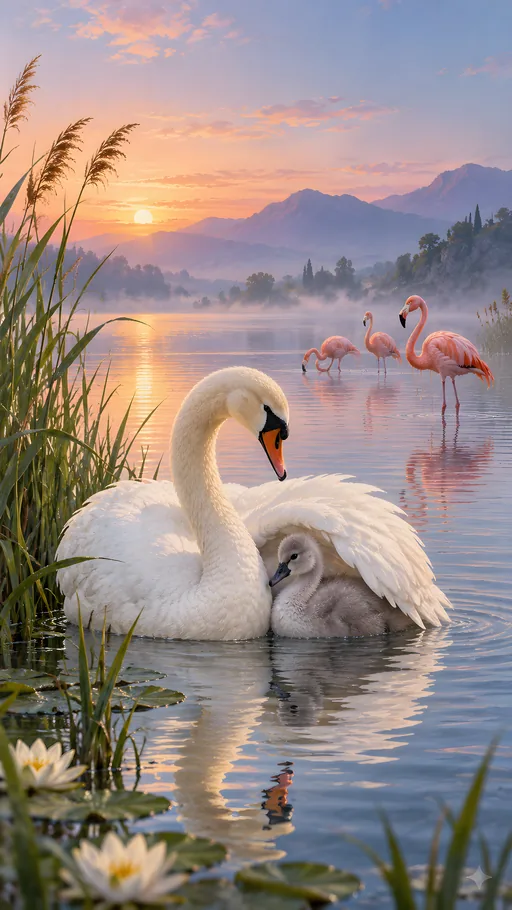 Swan and Cygnet — Animals & Wildlife wallpaper