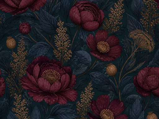 Broad Dark Floral Pattern — Flowers & Plants Galaxy Fold wallpaper