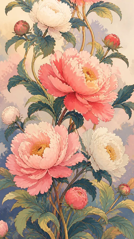 Tall 2D Animated Floral Composition — Flowers & Plants wallpaper