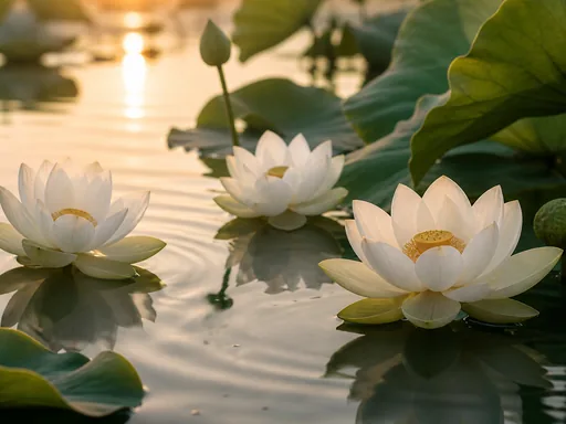 Floating White Lotus Blossoms On A — Flowers & Plants Galaxy Fold wallpaper