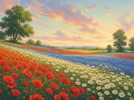 Wide Flower Field Arranged — Flowers & Plants Galaxy Fold wallpaper