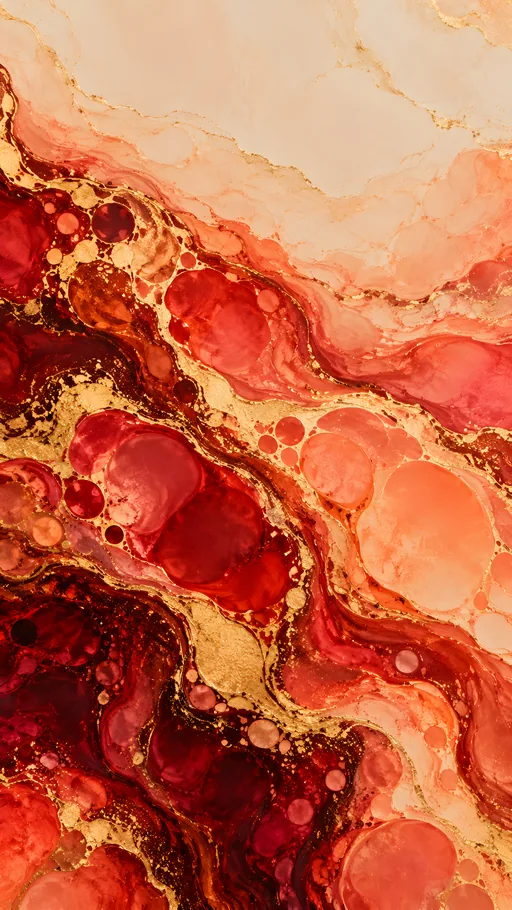 Crimson and Gold Marbling — Abstract wallpaper