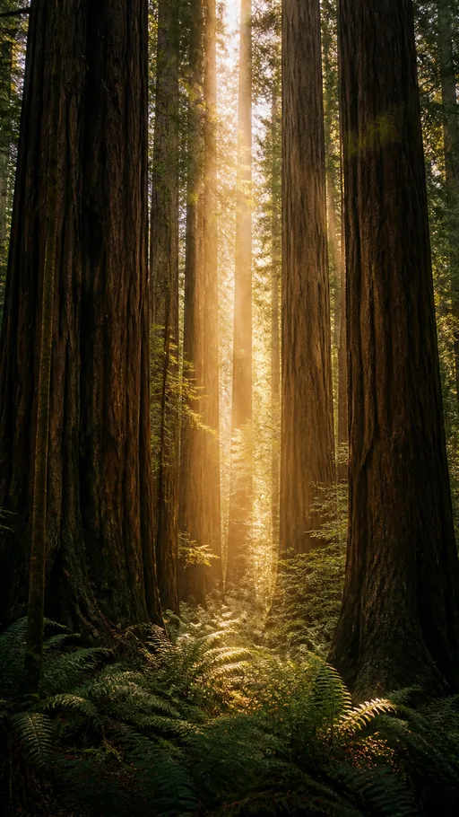 Ancient Redwood Trunks Soaring Upward Around — Nature & Landscapes wallpaper
