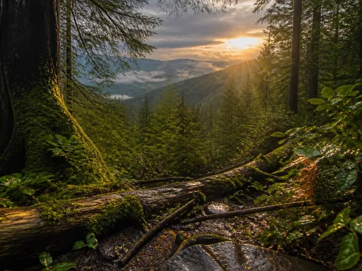 Mossy Forest Valley After Rain Fallen — Nature & Landscapes Galaxy Fold wallpaper