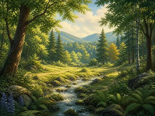 Broad Forest Clearing Surrounded By Varied — Nature & Landscapes Galaxy Fold wallpaper