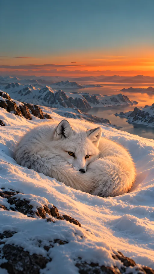 Arctic Fox Curled in Snow — Animals & Wildlife wallpaper