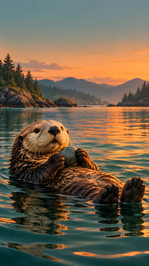 Otter with a Smooth Pebble — Animals & Wildlife wallpaper