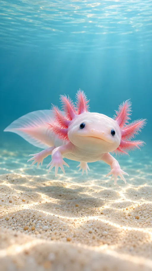 Axolotl Above Pale Sand — Animals & Wildlife wallpaper