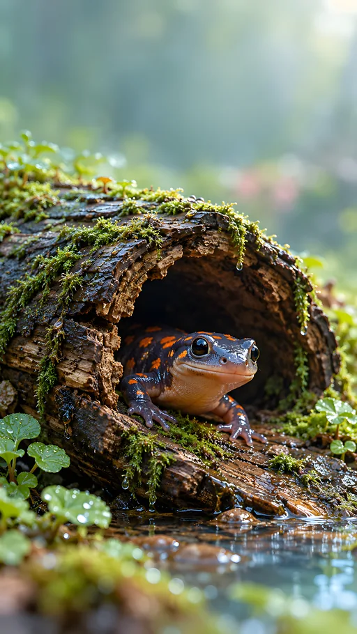 Salamander in a Hollow Log — Animals & Wildlife wallpaper