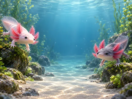 Two Axolotls in Blue Water — Animals & Wildlife wallpaper
