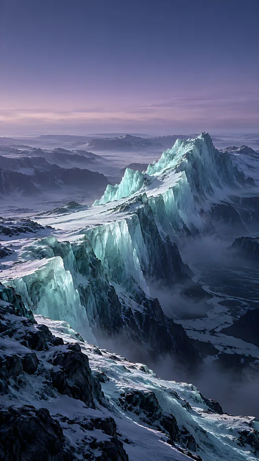 Frozen Ridge Above a Dark Valley — Space wallpaper