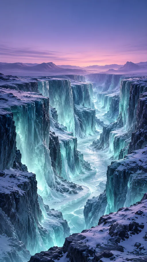 Ice Canyon in Alien Twilight — Space wallpaper