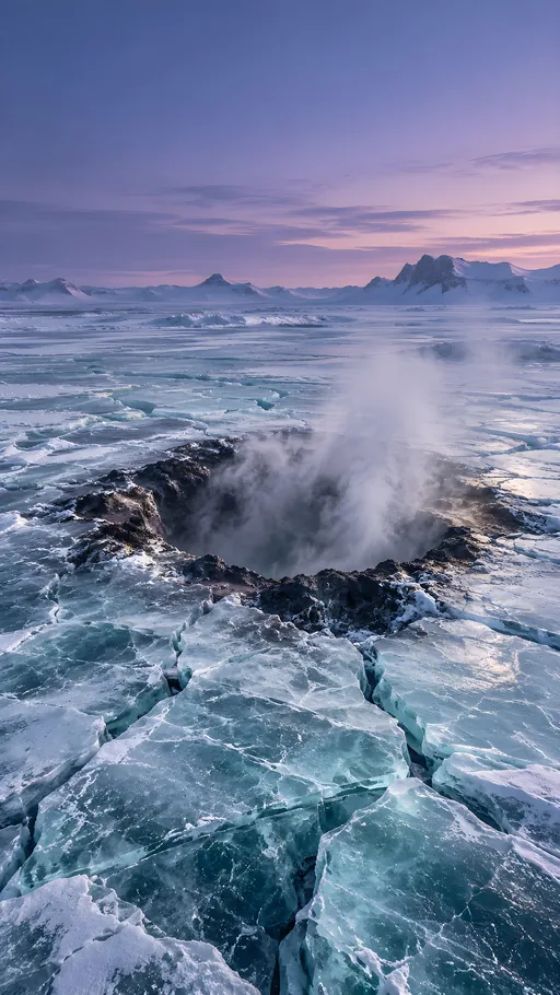 Geothermal Vent in Cracked Ice — Space wallpaper