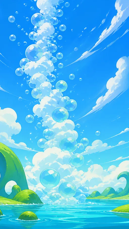 Bright 2D Animated Blue Sky Painted — Technology wallpaper