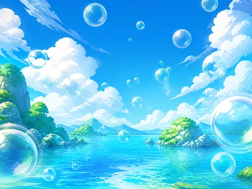 Bright 2D Animated Blue Sky Painted — Technology wallpaper