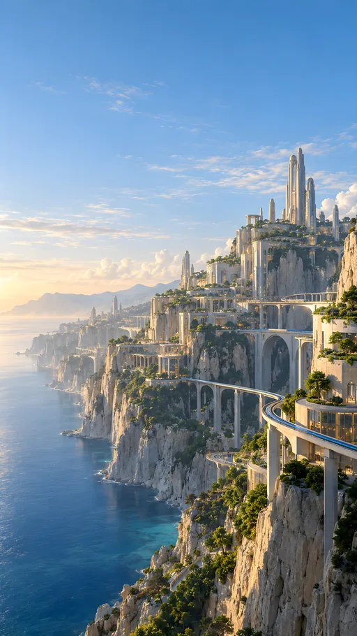 Cliffside Megacity — Technology wallpaper