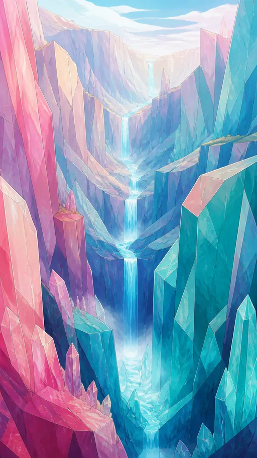 Tall 2D Animated Crystal Canyon — Fantasy wallpaper
