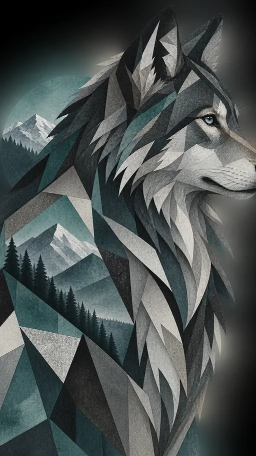 Geometric Wolf Silhouette Assembled — Animals & Wildlife wallpaper