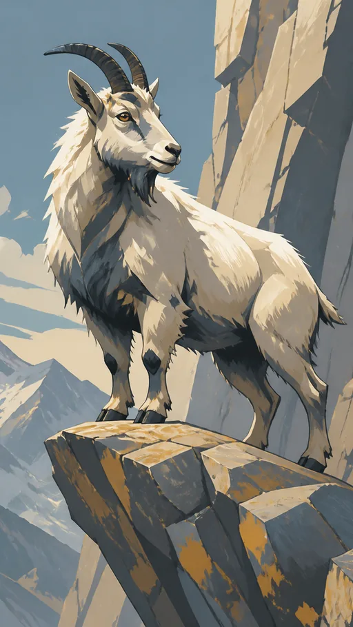 Stylized Mountain Goat Perched On Angular — Animals & Wildlife wallpaper