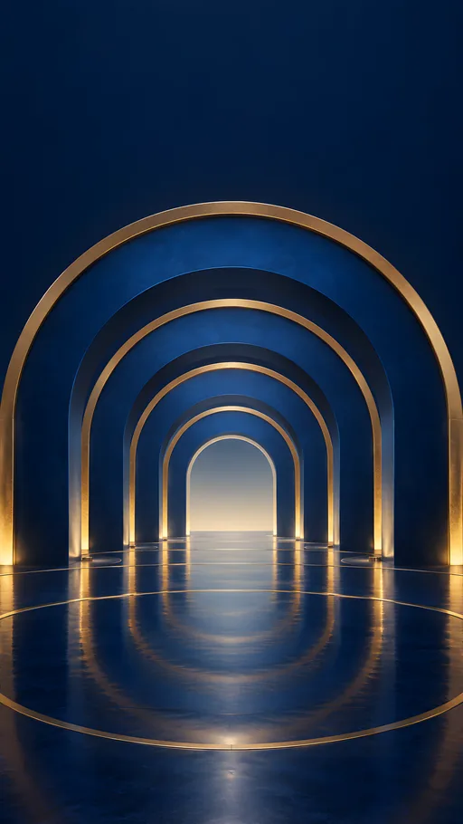 Cobalt and Gold Arches — Abstract wallpaper