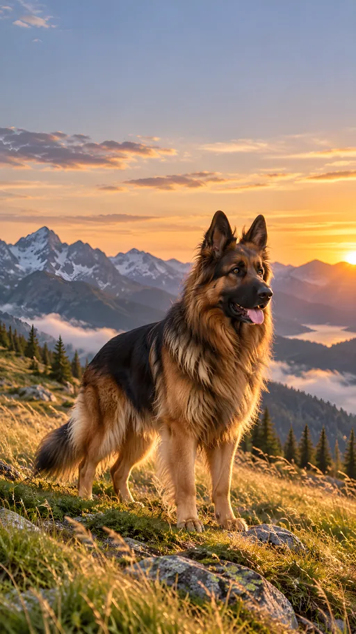 Long-Haired Shepherd at Sunset — Pets wallpaper