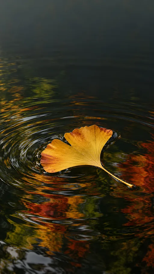 Ginkgo Leaf on Pond Water — Nature & Landscapes wallpaper