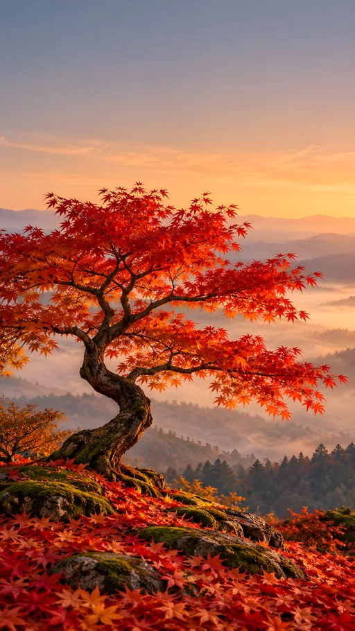 Red Maple Above Fallen Leaves — Nature & Landscapes wallpaper