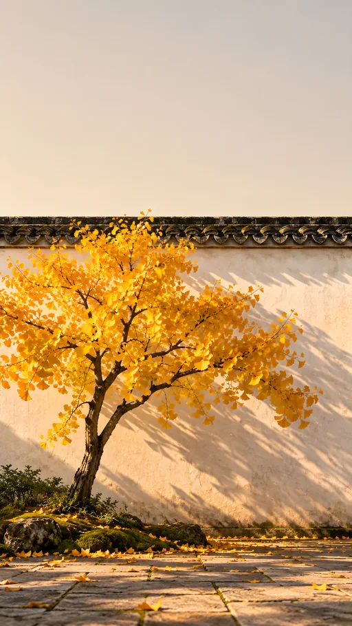 Small Ginkgo in Autumn Shadows — Nature & Landscapes wallpaper