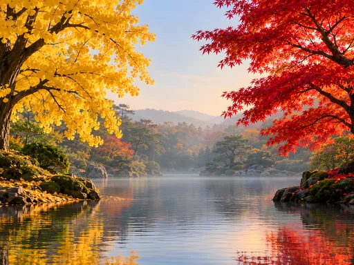 Autumn Canopies Over the Pond — Nature & Landscapes wallpaper