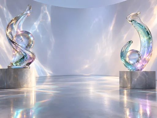 Glass Sculptures on Plinths — Abstract wallpaper