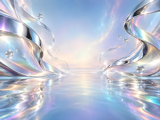 Chrome Ribbons and Pearl Light — Abstract wallpaper