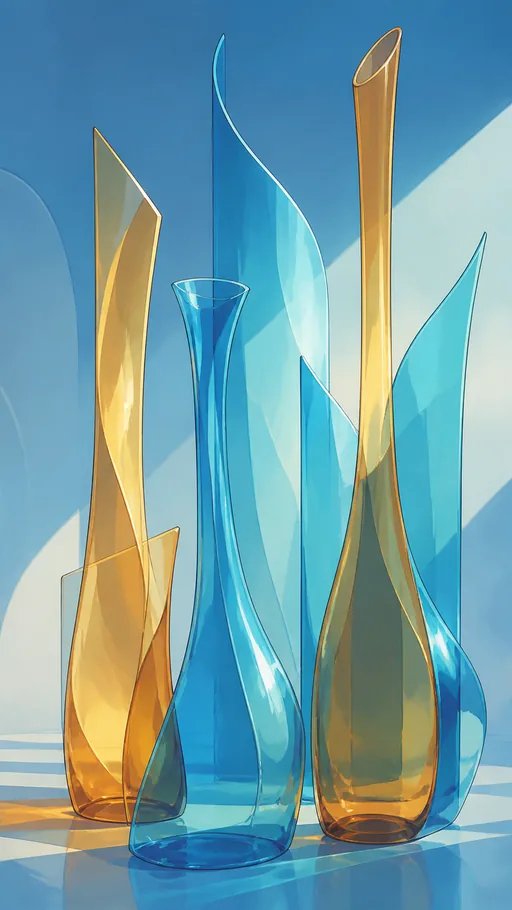 Tall Illustrated Glass Forms — Abstract wallpaper